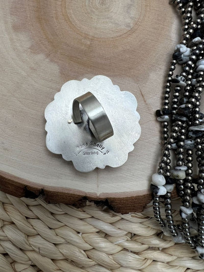 White Buffalo Cluster Rena Shelly Adjustable Rings - Sunset Turquoise Mountain