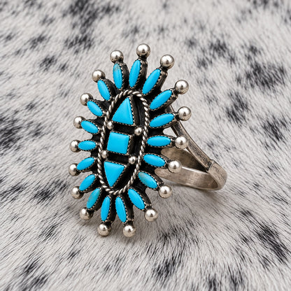 Zuni Needle Point Turquoise Ring — angle